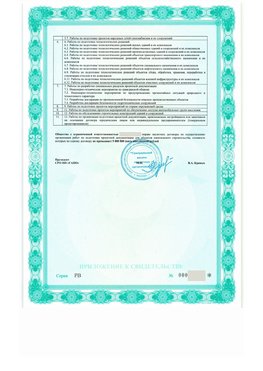 Приложение к свидетельству о допуске к определенному виду или видам работ Каспийск СРО в проектировании